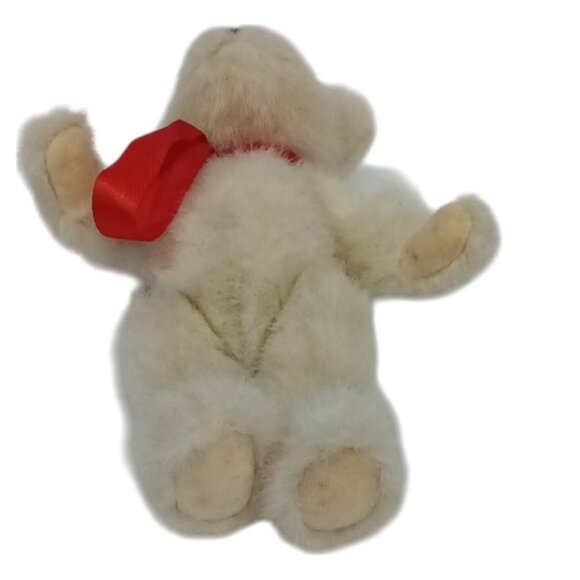Vintage Boyd's Bears White Teddy Bear 8" High with Red Ribbon 2003 - Picture 5 of 6